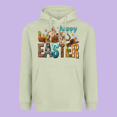 Happy Easter With Cowboy Heavyweight Hoodie Designed By Nancycooperartshop