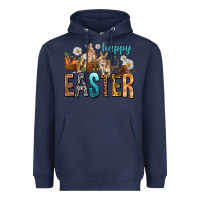 Navy Happy Easter with Cowboy Heavyweight Hoodie - NancyCooperArtShop