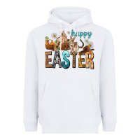 White Happy Easter with Cowboy Heavyweight Hoodie - NancyCooperArtShop