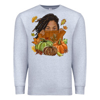Heather Grey Fall with black girl Premium Sweatshirt - NancyCooperArtShop