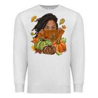 Oatmeal Heather Fall with black girl Premium Sweatshirt - NancyCooperArtShop