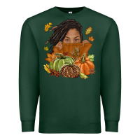 Sports Green Fall with black girl Premium Sweatshirt - NancyCooperArtShop