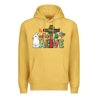 Antique Gold He is alive Easter Day Premium Hoodie - HowdyJamesFarm