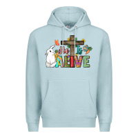 Blue Mist He is alive Easter Day Premium Hoodie - HowdyJamesFarm