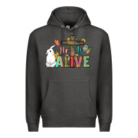 Charcoal Heather He is alive Easter Day Premium Hoodie - HowdyJamesFarm