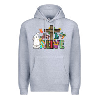 Heather Grey He is alive Easter Day Premium Hoodie - HowdyJamesFarm