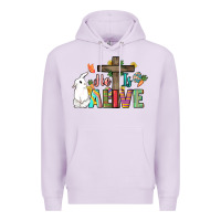 Lilac He is alive Easter Day Premium Hoodie - HowdyJamesFarm