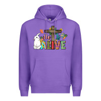 Purple He is alive Easter Day Premium Hoodie - HowdyJamesFarm