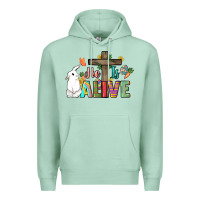 Seafoam He is alive Easter Day Premium Hoodie - HowdyJamesFarm