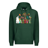 Sports Green He is alive Easter Day Premium Hoodie - HowdyJamesFarm