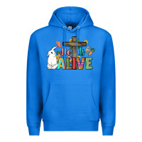 True Royal He is alive Easter Day Premium Hoodie - HowdyJamesFarm