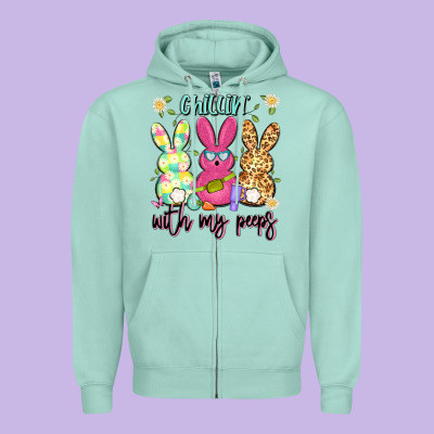 Chillin' With My Peeps Zipper Hoodie Designed By Artiststas