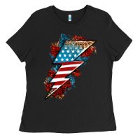 Black American lightning bolt Ladies Tee - Neo Western