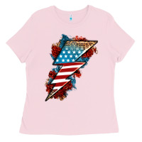 Bubblegum Pink American lightning bolt Ladies Tee - Neo Western