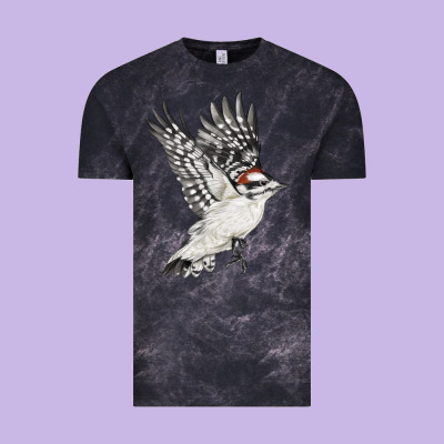 Flying Downy Woodpecker Vintage Tee Designed By Lillyallendesigns