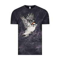 Cloud Black Flying Downy Woodpecker Vintage Tee - LillyAllenDesigns