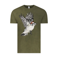 Vintage Olive Flying Downy Woodpecker Vintage Tee - LillyAllenDesigns