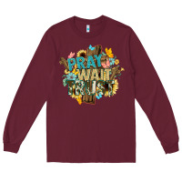 Burgundy pray wait trust crosses christian Long Sleeve Tee - NancyCooperArtShop