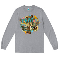 Heather Grey pray wait trust crosses christian Long Sleeve Tee - NancyCooperArtShop