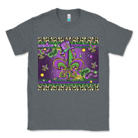 Charcoal Heather mardi gras fleur de lis Classic Tee - MaliasSmallBusiness