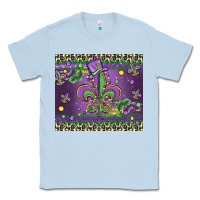 Dusty Blue mardi gras fleur de lis Classic Tee - MaliasSmallBusiness