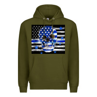 Army Green police flag patriotic skull Premium Hoodie - TumblerDesignByShophia