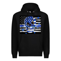 Black police flag patriotic skull Premium Hoodie - TumblerDesignByShophia