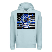 Blue Mist police flag patriotic skull Premium Hoodie - TumblerDesignByShophia