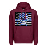 Burgundy police flag patriotic skull Premium Hoodie - TumblerDesignByShophia