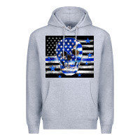 Heather Grey police flag patriotic skull Premium Hoodie - TumblerDesignByShophia