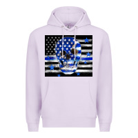 Lilac police flag patriotic skull Premium Hoodie - TumblerDesignByShophia