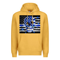 Mustard police flag patriotic skull Premium Hoodie - TumblerDesignByShophia