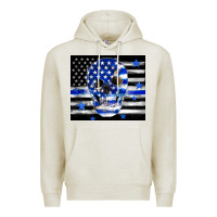 Oatmeal Heather police flag patriotic skull Premium Hoodie - TumblerDesignByShophia