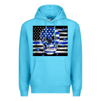 Ocean Blue police flag patriotic skull Premium Hoodie - TumblerDesignByShophia