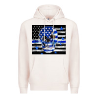 Pale Pink police flag patriotic skull Premium Hoodie - TumblerDesignByShophia