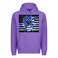 Purple police flag patriotic skull Premium Hoodie - TumblerDesignByShophia