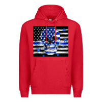 Red police flag patriotic skull Premium Hoodie - TumblerDesignByShophia