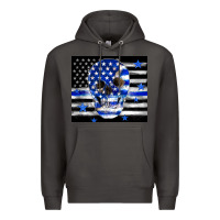 Smoke police flag patriotic skull Premium Hoodie - TumblerDesignByShophia