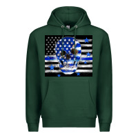 Sports Green police flag patriotic skull Premium Hoodie - TumblerDesignByShophia