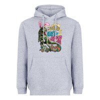 Heather Grey Happy Easter Day T-rex Heavyweight Hoodie - NancyCooperArtShop