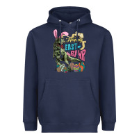 Navy Happy Easter Day T-rex Heavyweight Hoodie - NancyCooperArtShop