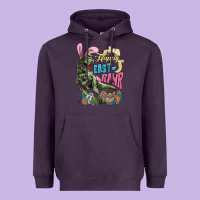 Happy Easter Day T-rex Heavyweight Hoodie Designed By Nancycooperartshop