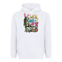 White Happy Easter Day T-rex Heavyweight Hoodie - NancyCooperArtShop
