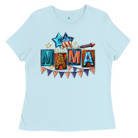 Baby Blue All American Mama 4th of July Ladies Tee - CowGirlArtShop