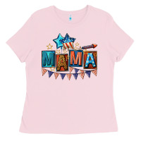 Bubblegum Pink All American Mama 4th of July Ladies Tee - CowGirlArtShop