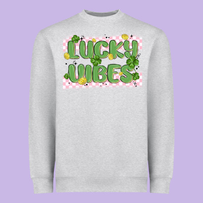 Lucky Vibes Heavyweight Sweatshirt Designed By Maliassmallbusiness