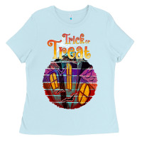 Baby Blue trick treat black Ladies Tee - JahusDesignShop