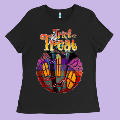 Trick Treat Black Ladies Tee Designed By Jahusdesignshop