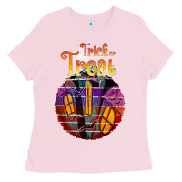 Bubblegum Pink trick treat black Ladies Tee - JahusDesignShop