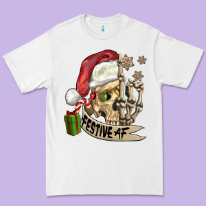 Festive Af Christmas Skull Premium Tee Designed By Fadigitalartstudio
